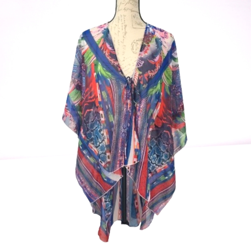 Live 4 Truth Chiffon Kimono Wrap Cover Up Multicolored